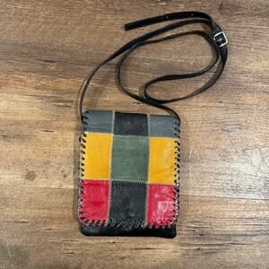 Crossbody Bag Patchwork 3 Zip Pockets Faux? Leather Artsy Boho Western
